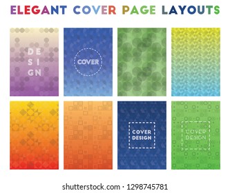 Elegant cover page layouts. Alive geometric patterns, mesmeric vector illustration.