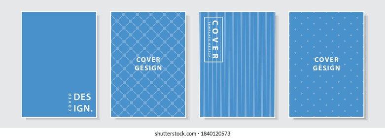 elegant cover template with pattern blue color set collection background vector