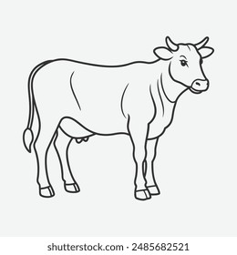 Elegant Cow Line Art Vector, High-Quality Minimalist Design