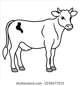 Elegant Cow Line Art Vector Design  Perfect for Logos, Posters, and Merchandise