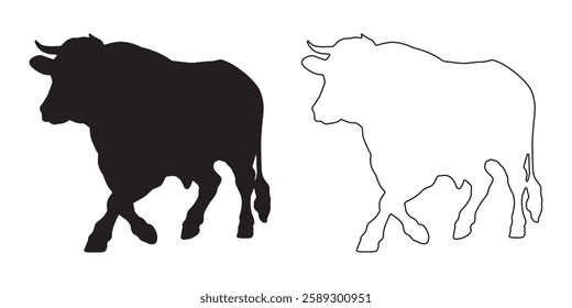 Elegant Cow Silhouette - Detailed Cow Outline for Logos
