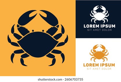 Elegant Crab Logo Icons in Gold and Black