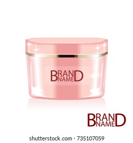 Elegant cream container, 3D illustration cosmetic plastic container template for cream, pink.