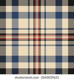 Elegant cream, navy, and rust plaid pattern.  Perfect for textile design, fashion, or autumnal themed projects.  This seamless texture evokes warmth and heritage.