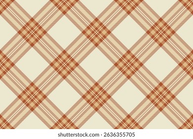 Elegant cream and rust diagonal plaid pattern.  Perfect for textile design, apparel, home decor, or website backgrounds.