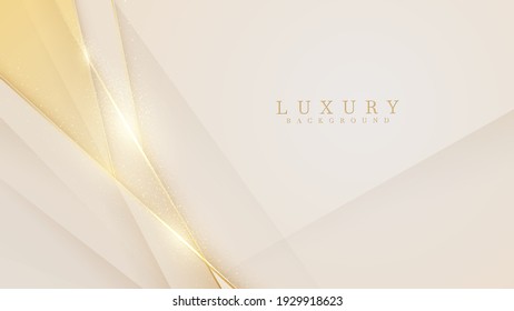 Elegant cream shade background with line golden elements. Realistic luxury paper cut style 3d modern concept. vector illustration for design.