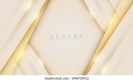 Eleganter, cremefarbener Hintergrund mit feinen goldenen Elementen. realistischer Luxus-Stil. 3D-Papierschnitt. Vektorgrafik für Design.