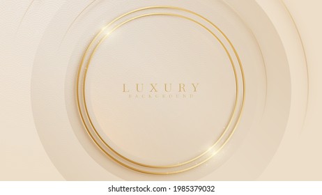 Elegant cream shade background with line golden elements. Realistic luxury paper cut style 3d modern concept. vector illustration for design.