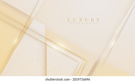 Elegant cream shade background with line golden elements. Realistic luxury paper cut style 3d modern concept. vector illustration for design.