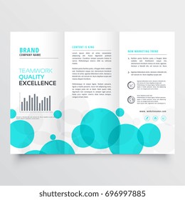 elegant creative blue circles tri fold brochure design template