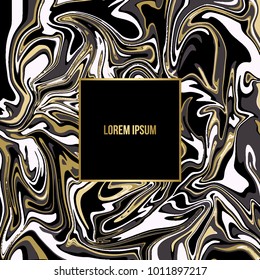Elegant  creative card templates. Black marble texture  and golden foil details.