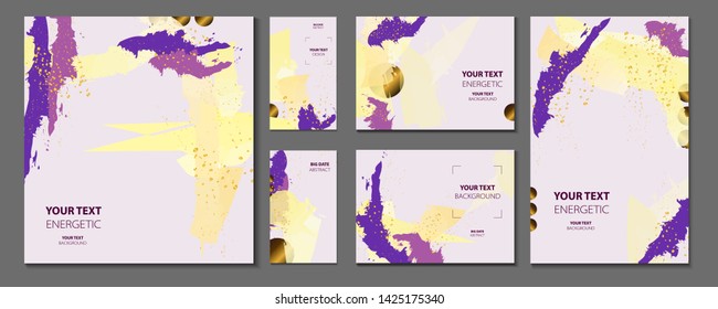 Elegant creative card templates set abstraction background line color invitations with gold glitter texture wedding marriage valentine's day