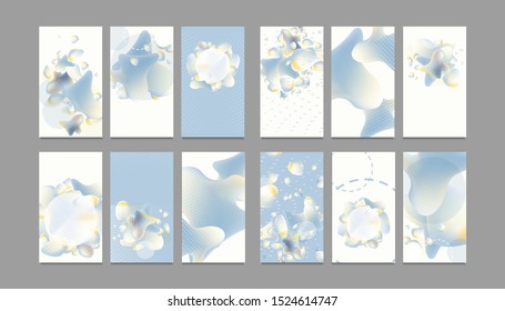 Elegant creative card templates set. Collection of romantic invitations with gold abstraction background line color
