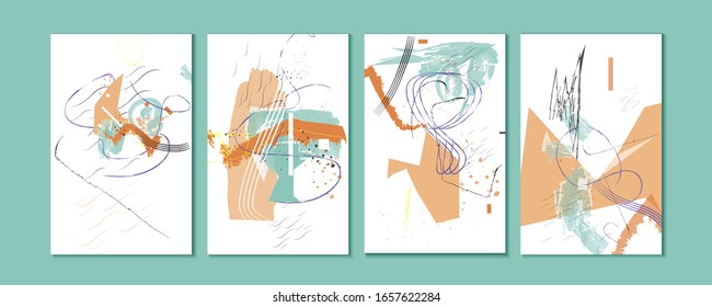 Elegante juego de plantillas de tarjetas creativas. Colección de invitaciones románticas con color de fondo de abstracción dorada