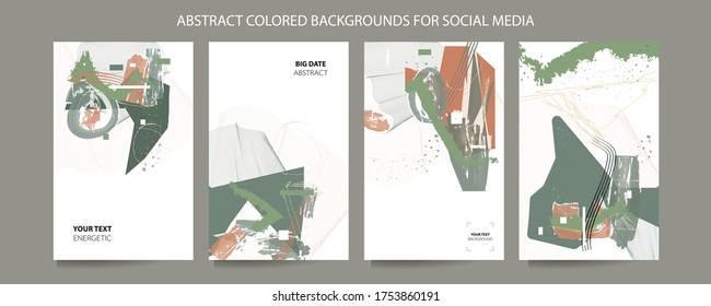 Elegante juego de plantillas de tarjetas creativas. Colección de invitaciones románticas con el color de la línea de fondo abstracción