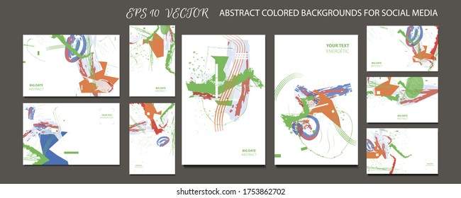 Elegante juego de plantillas de tarjetas creativas. Colección de invitaciones románticas con el color de la línea de fondo abstracción