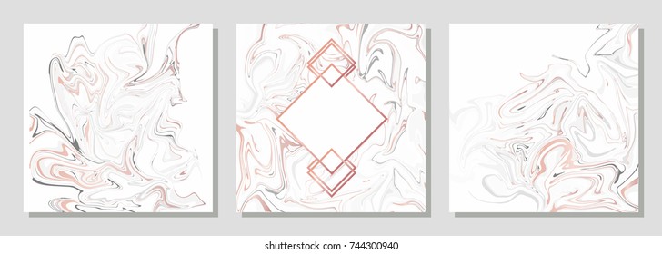  Elegant  creative card templates set. Marble Texture  and golden foil details.

