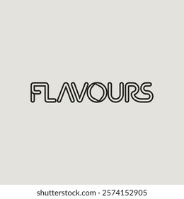 Elegant and Creative Flavours Typography with Stylish Stroke Text and Modern Calligraphy Design for Culinary Arts and Flavorful Food Branding