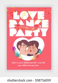 Elegant creative Flyer, Banner or Pamphlet design for Love Dance Party celebration.