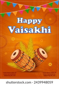 Elegant Creative Vector Illustration Of Happy Baisakhi Typography illustration