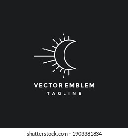 elegant crescent moon logo design line icon vector in luxury style outline linear