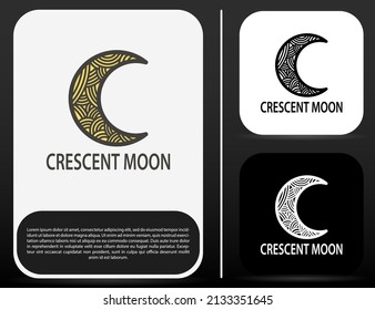 elegant crescent moon and logo design line icon vector