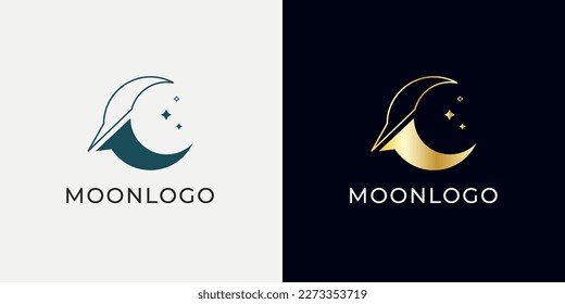Elegant crescent moon logo design. Abstract style illustration for background, cover, banner. Ramadan Kareem