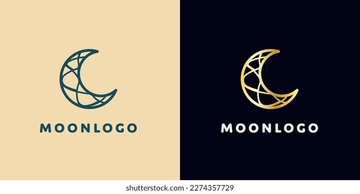 Elegant crescent moon logo design. Abstract style illustration for background, cover, banner. Ramadan Kareem