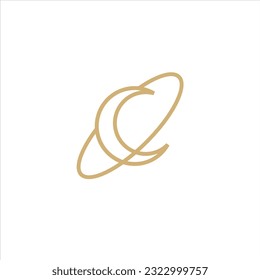 Elegant crescent moon logo design line icon vector in luxury style