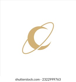 Elegant crescent moon logo design vector in luxury style