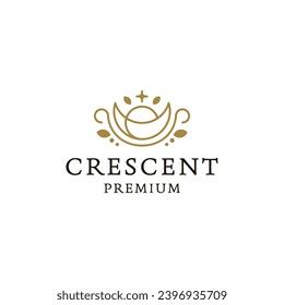 elegant crescent moon logo icon design template flat vector