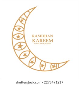Elegant crescent moon mandalal design. Abstract style illustration for background, cover, banner. Ramadan Kareem