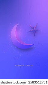 Elegant crescent moon and star create serene atmosphere, symbolizing spirituality