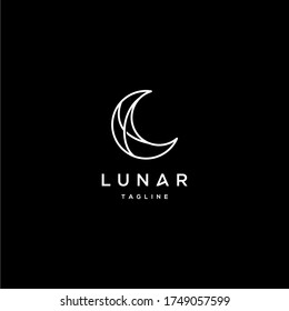 elegant crescent moon and star logo design line icon vector in luxury style outline linear