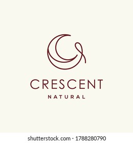 Elegant Crescent Moon And Star Logo Design Line Icon Vector In Luxury Style Outline Linear