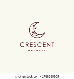 elegant crescent moon and star logo design line icon vector in luxury style outline linear