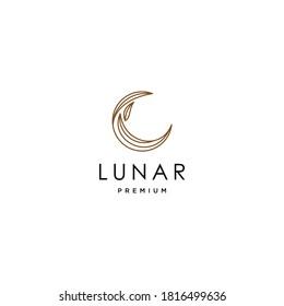 elegant crescent moon and star logo design line icon vector in luxury style outline linear