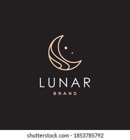 Elegant Crescent Moon And Star Logo Design Line Icon Vector In Luxury Style Outline Linear