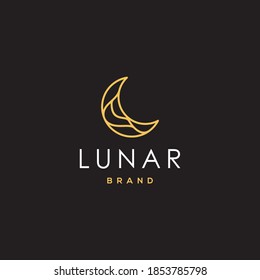 elegant crescent moon and star logo design line icon vector in luxury style outline linear