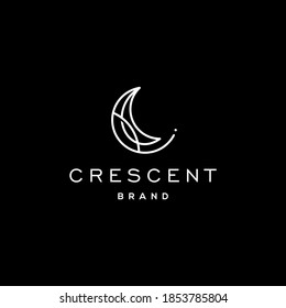 elegant crescent moon and star logo design line icon vector in luxury style outline linear