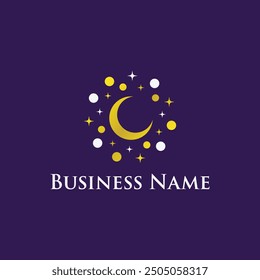 Elegant Crescent Moon Star Logo