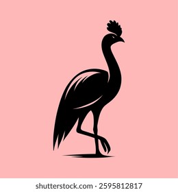  Elegant Crested Crane Silhouette – Graceful Bird Vector Art