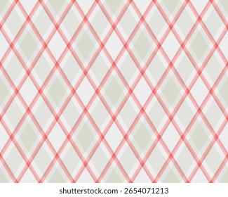 Elegante padrão de xadrez pastel cruzado.  Matizes suaves de coral e cinza criam um design sutil, mas elegante, perfeito para fundos, têxteis ou designs de sites.