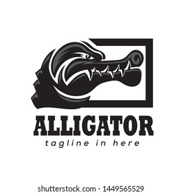 elegant crocodile on square logo design inspiration