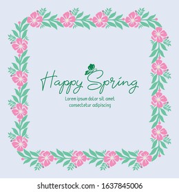Elegant Crowd of leaf and flower frame, for happy spring romantic invitation card design. Vector