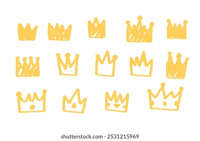 Elegant Crown Doodle Vector Collection, A collection of crown doodles in a minimalist design. ClipArt Crown Doodle. Perfect for modern branding, social media, and minimalist graphic design projects.