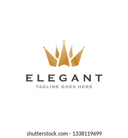 elegant crown gold luxury logo icon vector template