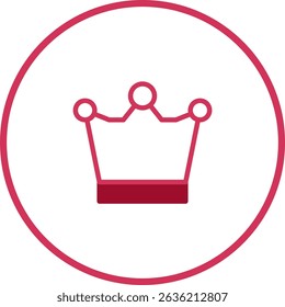Elegant Crown Icon: A Minimalist Design with a Modern, Circular Pink Border
