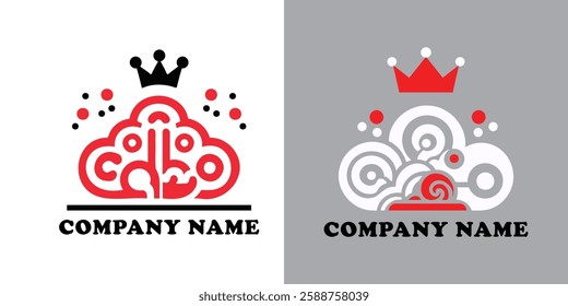 Elegant crown logo design featuring a  variant and a monochromatic option, Modern Logo Design Featuring a Crowned Cloud for a Company