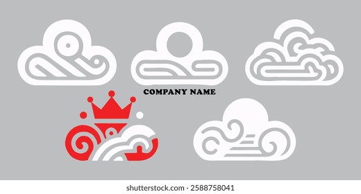 Elegant crown logo design featuring a  variant and a monochromatic option, Modern Logo Design Featuring a Crowned Cloud for a Company